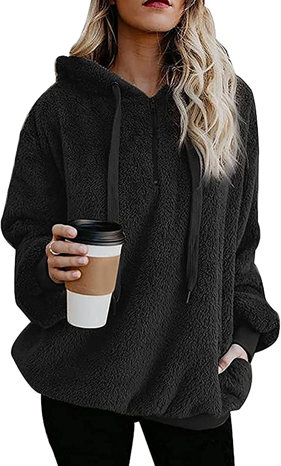 Womens Oversized Sherpa Pullover Hoodie with Pockets Fuzzy Fleece Warm  Casual Loose Hooded Sweatshirt Hoodies - Walmart.ca