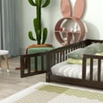 thumbnail image 3 of Miniyam Queen Size Toddler Floor Bed with Fence, Espresso, 3 of 8