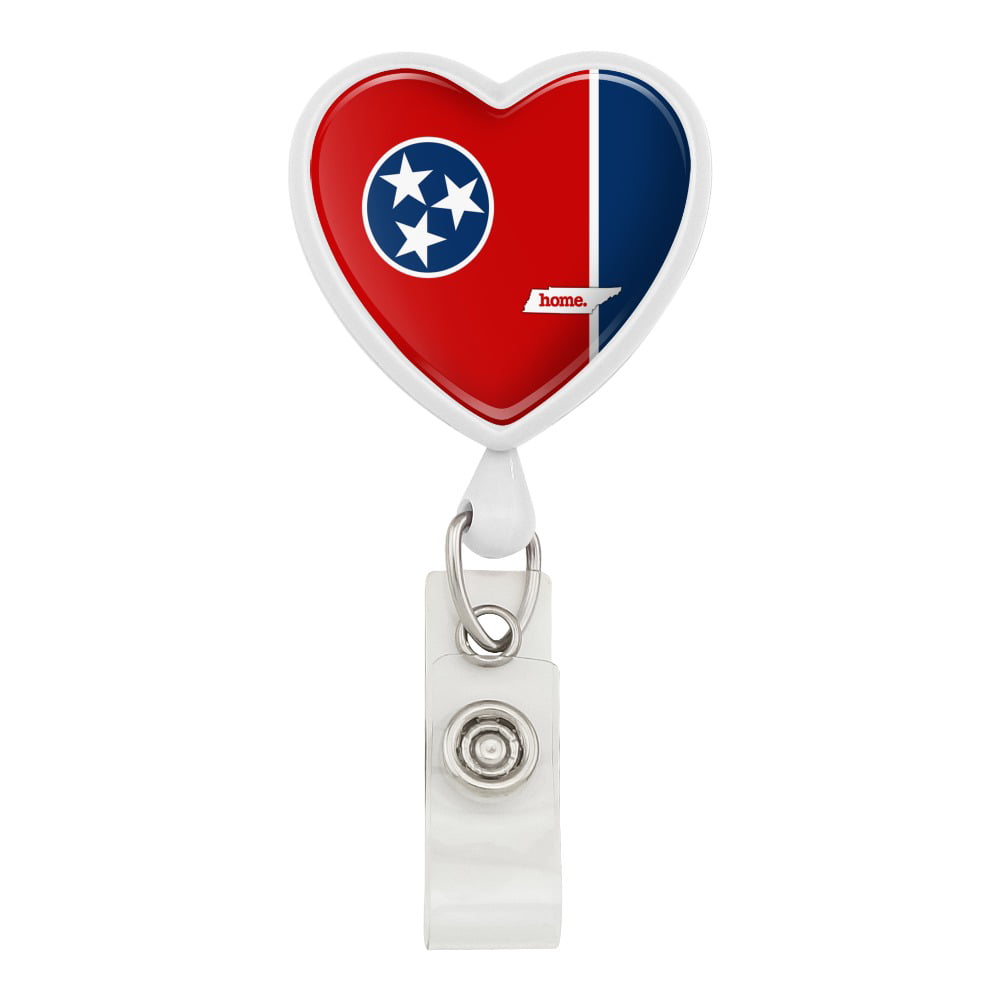 South Carolina SC Home State Flag Heart Lanyard Reel Badge ID Card Holder 