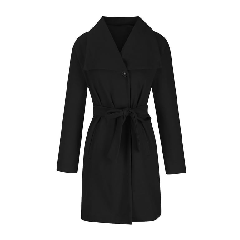 Yuwull Women Dress Coat Belted Mid Long Peacoat Trench Coats Yuwull Women Dress Coat Belted Mid Long Peacoat Trench Coats
