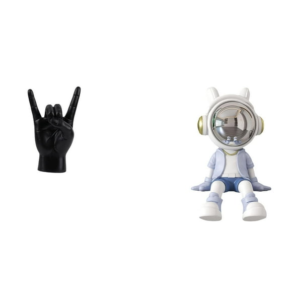 Estatua del gesto de la roca,Estatuas y figuras de dedos con gestos de música rock,Figura de escritorio,Estante con estatua de astronauta para decoración de oficina y hogar,Figura decorativa