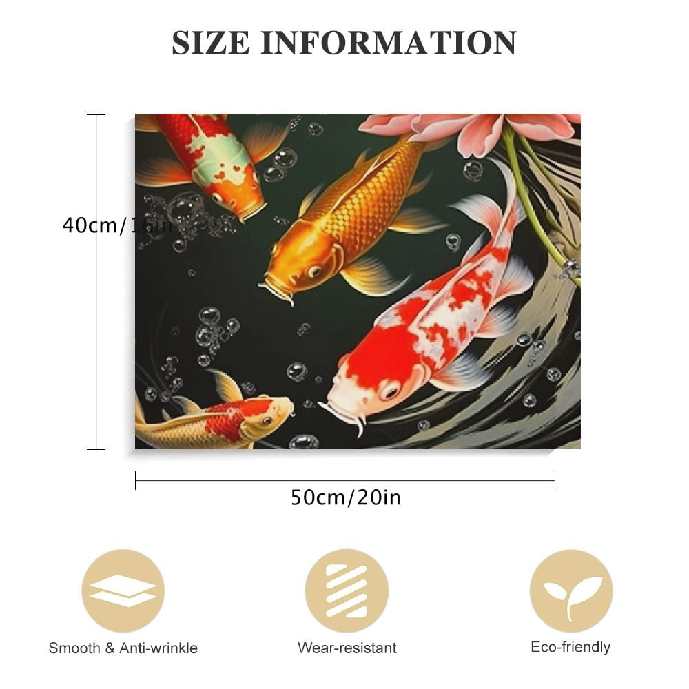 PIKWEEK 3 Piece Nine Koi Fish Canvas Painting Wall Art Feng Shui
