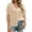 Khaki, variant on Short Sleeved Oversized Women Solid V-neck Casual Loose Knit Sweater Lightweight Button Tops