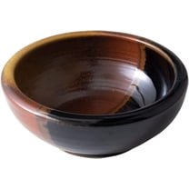 Wazakura Minoyaki Small Round Glazed Ikebana Flower Vase Made in Japan Black and Brick Red