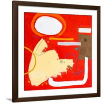 Art.com Orange halo Art Print by Hyunah Kim, Brown Frame Wall Art, 38" x 38"