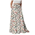 thumbnail image 2 of vigerkar Women's Summer Boho Floral Maxi Skirts High Waisted Flowy Swing Beach Long Skirt with Pockets 2025 Beige, S, 2 of 6