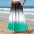 thumbnail image 2 of LWavelet Women Ombre Tiered Maxi Skirt Elastic High Waist With Pockets Casual Long Skirt White 2XL, 2 of 6