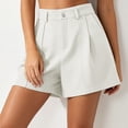 thumbnail image 4 of Sheghy Cotton Shorts for Women Casual Women High Waist Solid Blazer Suit Shorts with Functional Pockets White S, 4 of 5