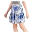 thumbnail image 3 of TOMMY HILFIGER Womens Blue Ruffled Lined Elastic Waist Tiered Printed Above The Knee Ruffled Skirt S, 3 of 5