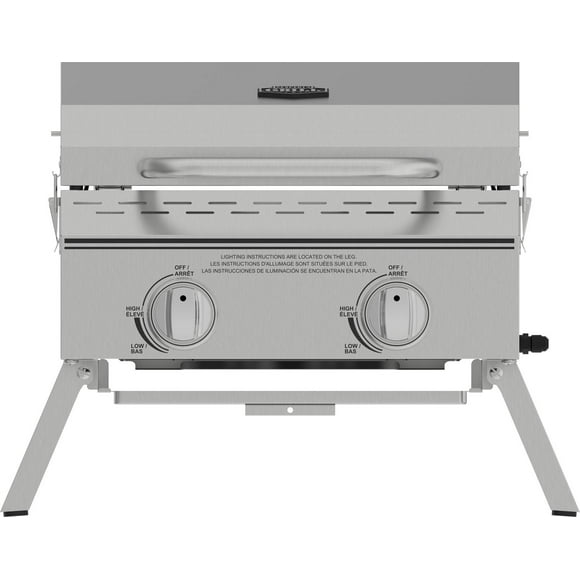 Expert Grill Barbecue au gaz propane de table à 2 brûleurs en acier inoxydable