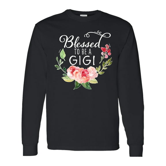 Inktastic Blessed to Be a Gigi with Pink Flowers Long Sleeve T-Shirt