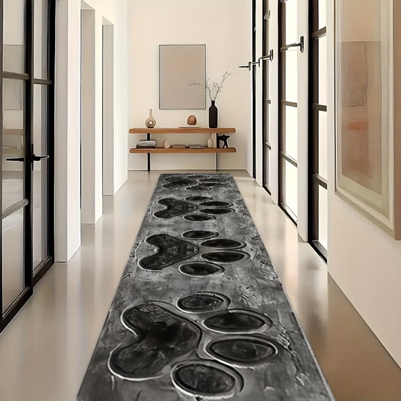Soft Flannel Non-Slip Carpet with Paw Print, Machine Washable Mat for Living Room Bedroom Kitchen Hallway Office Home Decor