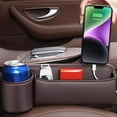 thumbnail image 3 of NIBOLOG Faux Leather Seat Gap Filler - Large Capacity Easy Install, Automotive Seat Storage Box with Cup Holder, 3 of 8