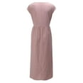 thumbnail image 3 of Innerwin Dresses Crew Neck Ladies Dress Beach Solid Color Loose Sundress Pink 3XL, 3 of 8