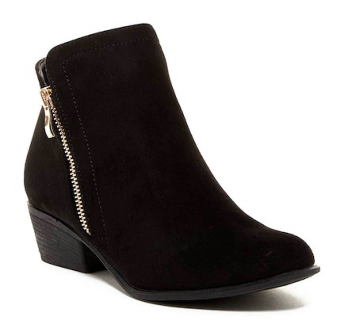 Womens Ladies Round ToeSide Zipper Block Heel Ankle Bootie (Gary Black