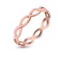 thumbnail image 4 of Full Eternity Infinity Braided Crisscross Rose Tone Band Ring 925 Sterling Silver Size 10, 4 of 7