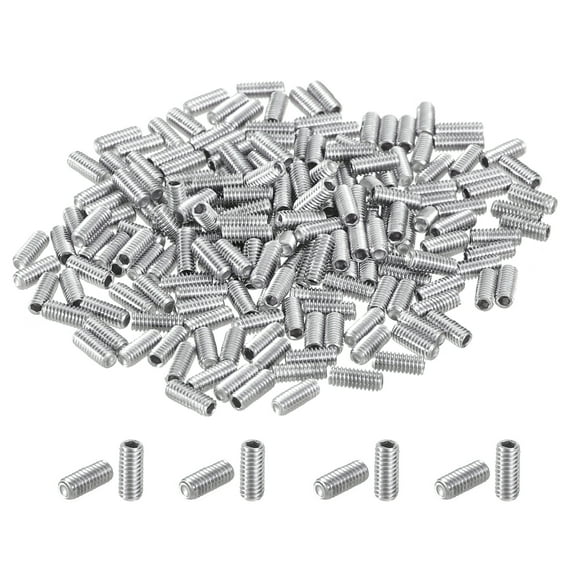 200Pack Hex Socket Grub Screw, M2.5x6mm 304 Stainless Steel Head Socket Set Screws Flat Point Grub Bolt