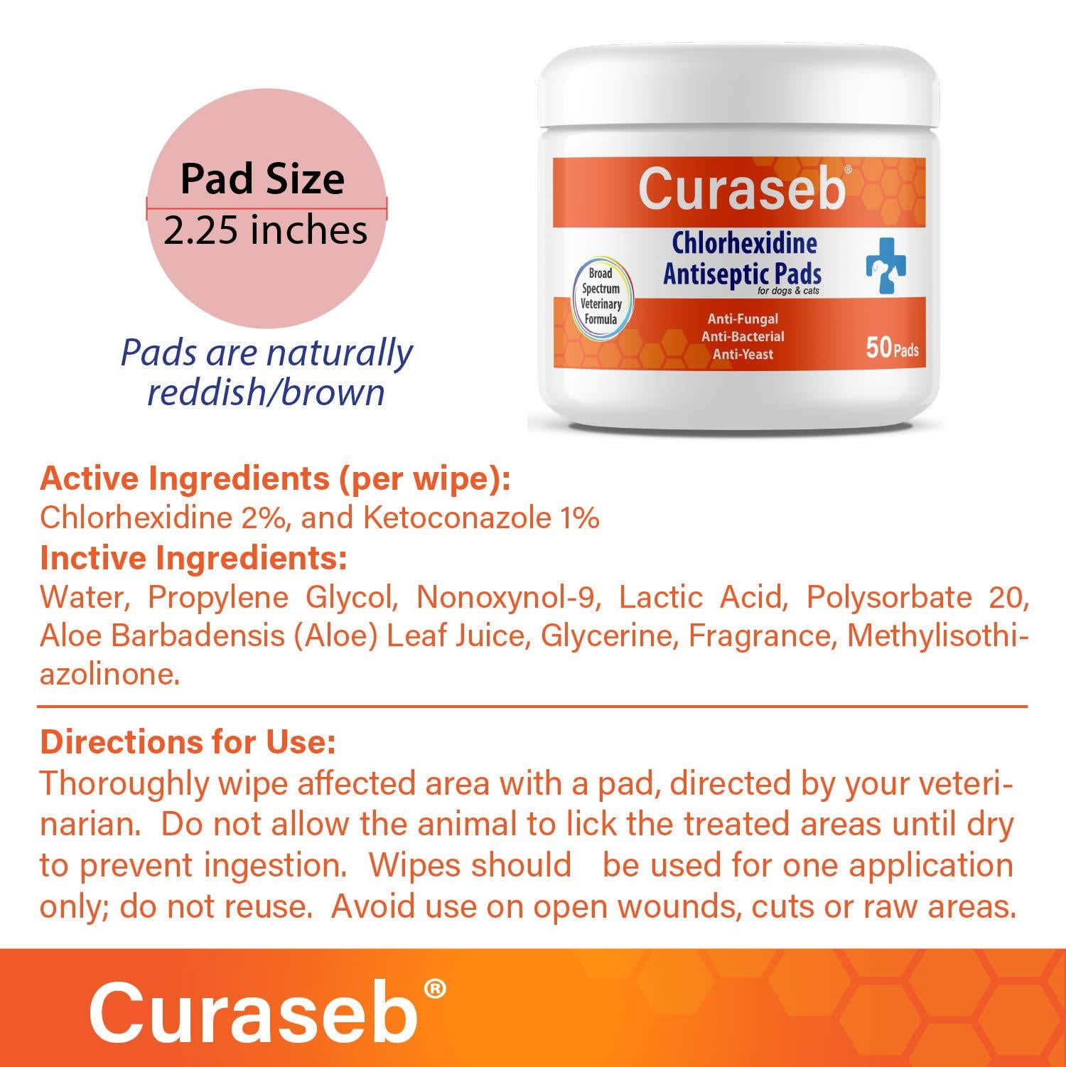 Curaseb Antiseptic Pet Wipes 50 Pads For Dogs Cats Treats Ringworm Pyoderma Acne Hot Spots Walmart