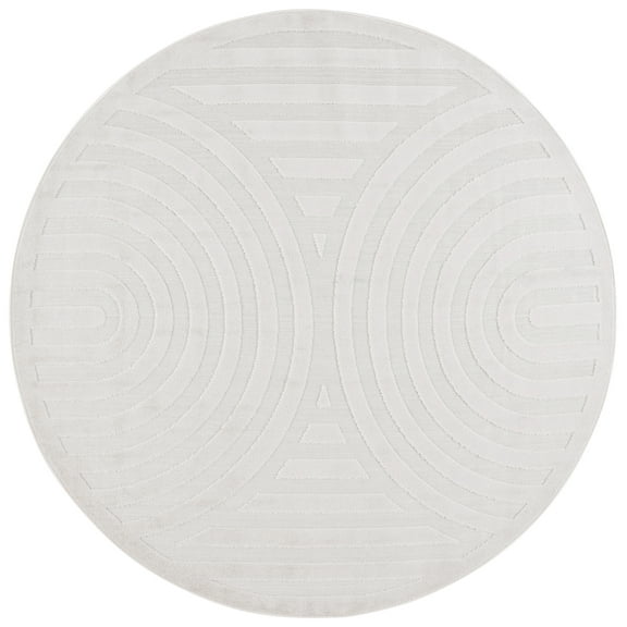 SAFAVIEH Stella Penelope Geometric Indoor/Outdoor Area Rug, Ivory, 6'7" x 6'7" Round