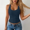 thumbnail image 4 of Byworldtasic Women's Summer Sleeveless Casual Camisole Shirt Slim Knit Ribbed Tank Tops Crop Tight Fit Basic Tank Tops, 4 of 7