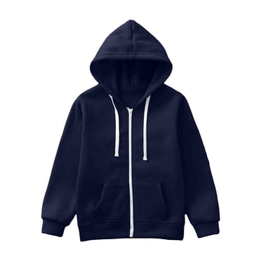 TSHXS Boys Hoodies White Hoodie Boys Kids Zip Up Hoodie Girls Boys Jacket Hooded Navy