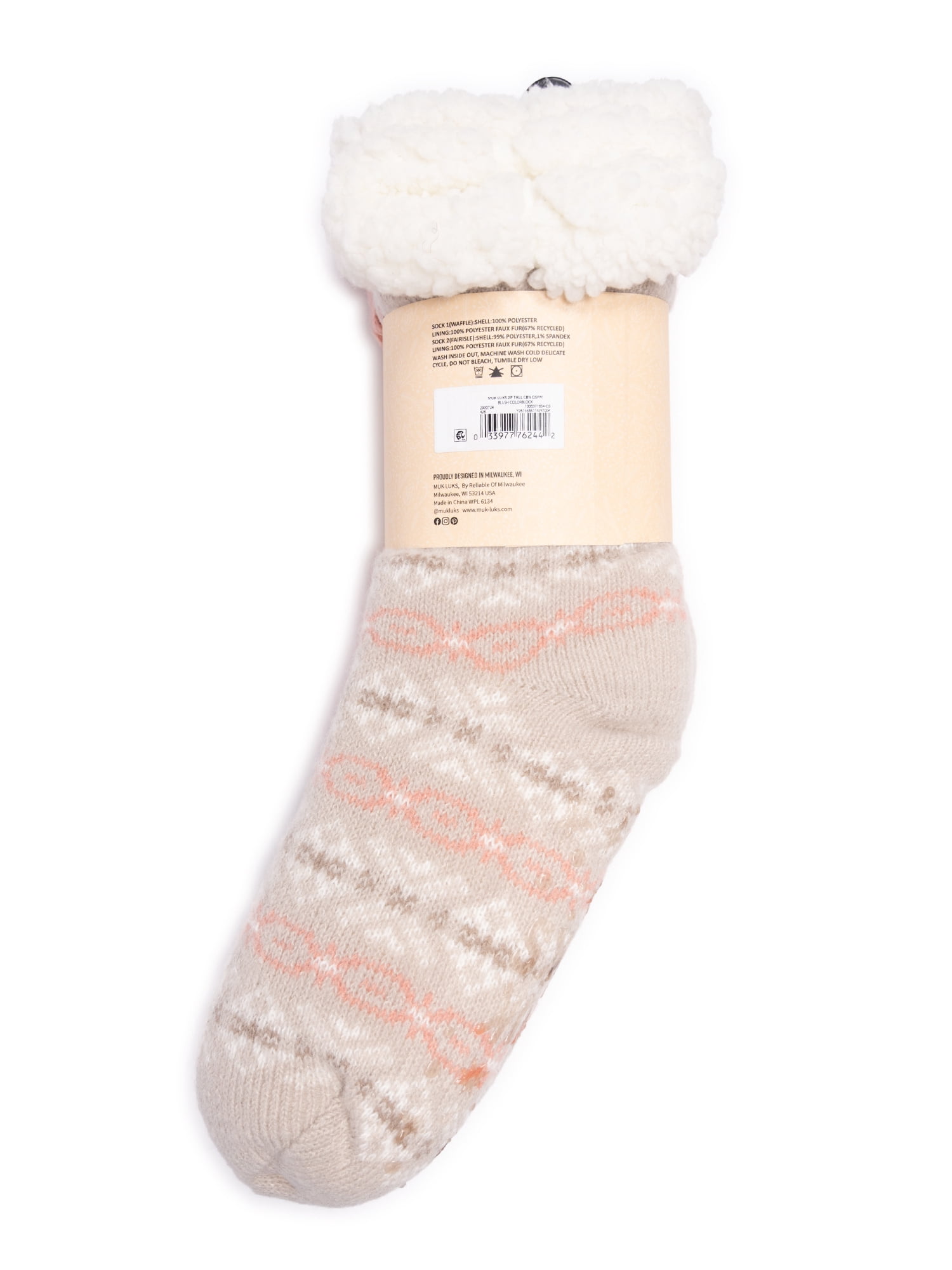 MUK LUKS Women's Tall Cabin Socks, One Size Fits Most, 2-Pack