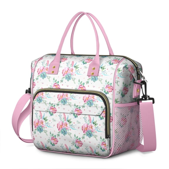 Pioneer Flower Floral Print Pattern Womens Lunch Box for Work,Insulated Large Lunch Bag for Tween and Teen,Loncheras Para Mujer,Leakproof Adult Lunch Bag for Work,Beach,Travel,Picnic,Camping