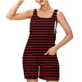 thumbnail image 5 of FAFWYP Women's Summer Sleeveless Adjustable Straps Jumpsuits Stripe Print Casual Loose Stretchy Shorts Rompers Overalls with Pockets, 5 of 5