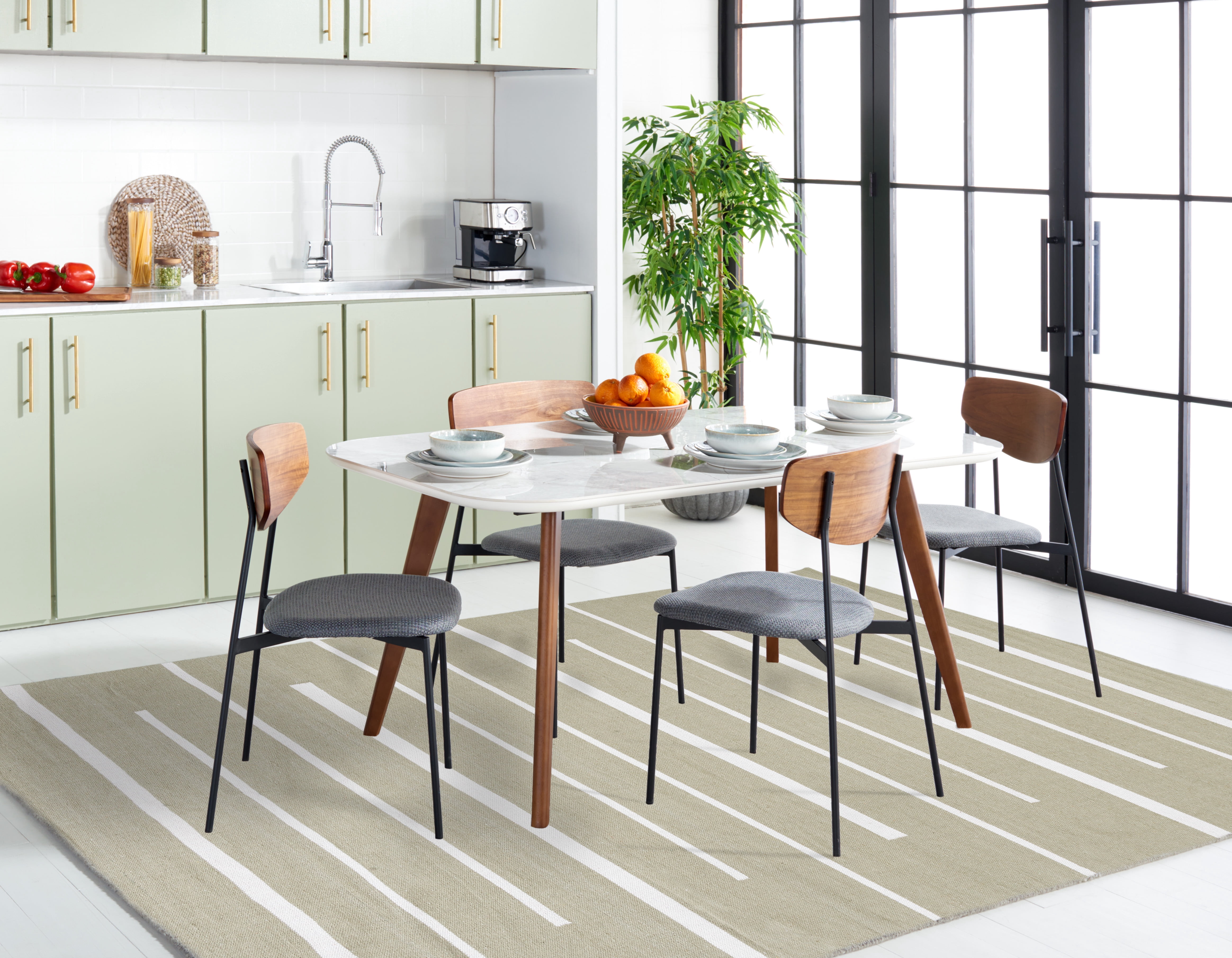SAFAVIEH Montauk Oswald Geometric Striped Cotton Area Rug, Light Green/Ivory, 9' x 12'