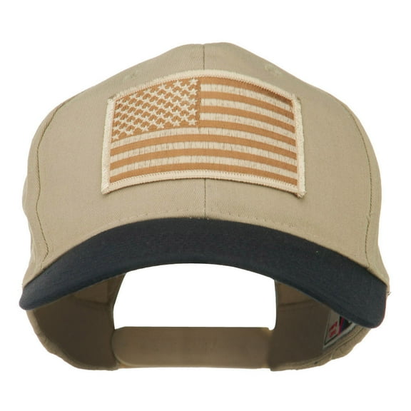Desert American Flag Patched Two Tone High Cap - Navy Khaki OSFM