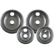(2) 316048414 6" Drip Pan + (2) 316048413 8" Drip Pan Set For Frigidaire, Kenmore, Tappan, Kelvinator,  Cooktops and Ranges (Fits Models: CCR, CFE, CRE, FEF, GEF)