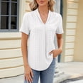 thumbnail image 5 of Kcolen Blouse Tops for Women V Neck Summer Short Sleeve Classic Fit Solid Color Tee Shirt Women's Summer Going Out Clothes Outfits 2026,White, 5 of 6