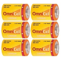 6x OmniCel ER14250 3.6V 1/2AA Lithium Standard Battery Button Top Telematics