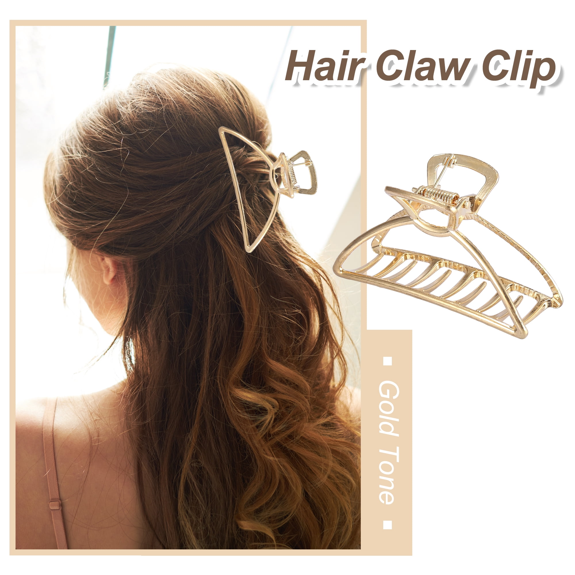 Unique Bargains 3" Medium Metal Hair Claw Hair Barrettes Arc Shaped Line for Women Beauty