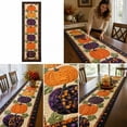 thumbnail image 4 of Halloween Quilted Pumpkin Table Runner 14x48in Reversible Fall Harvest Decor with Smiling Jack-O-Lantern Witch Hat for Dining Kitchen Mantel Home Accent, 4 of 6