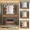 thumbnail image 3 of VEANERWOOD Makeup Vanity Desk Sets with Mirror 3 Lighting Color, Modern Dressing Table Set with 2 Large Drawers, Power Strip, Stool for Women Girls Bedroom, 3 of 7