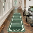 thumbnail image 4 of Wonnitar 2'x6' Scalloped Runner Rug for Hallway, Washable Striped Kitchen Rug Non Slip, Soft Low Pile Wavy Edge Green Accent Rug for Entryway, Bathroom, Bedroom, Laundry Room, 4 of 8