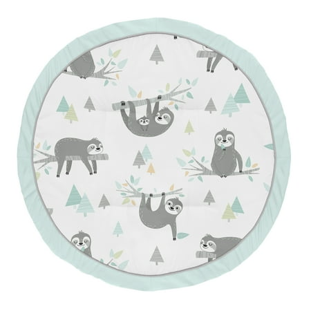 UPC: 0846480075219 | Sloth Aqua and Gray Fabric Playmat by Sweet Jojo Designs