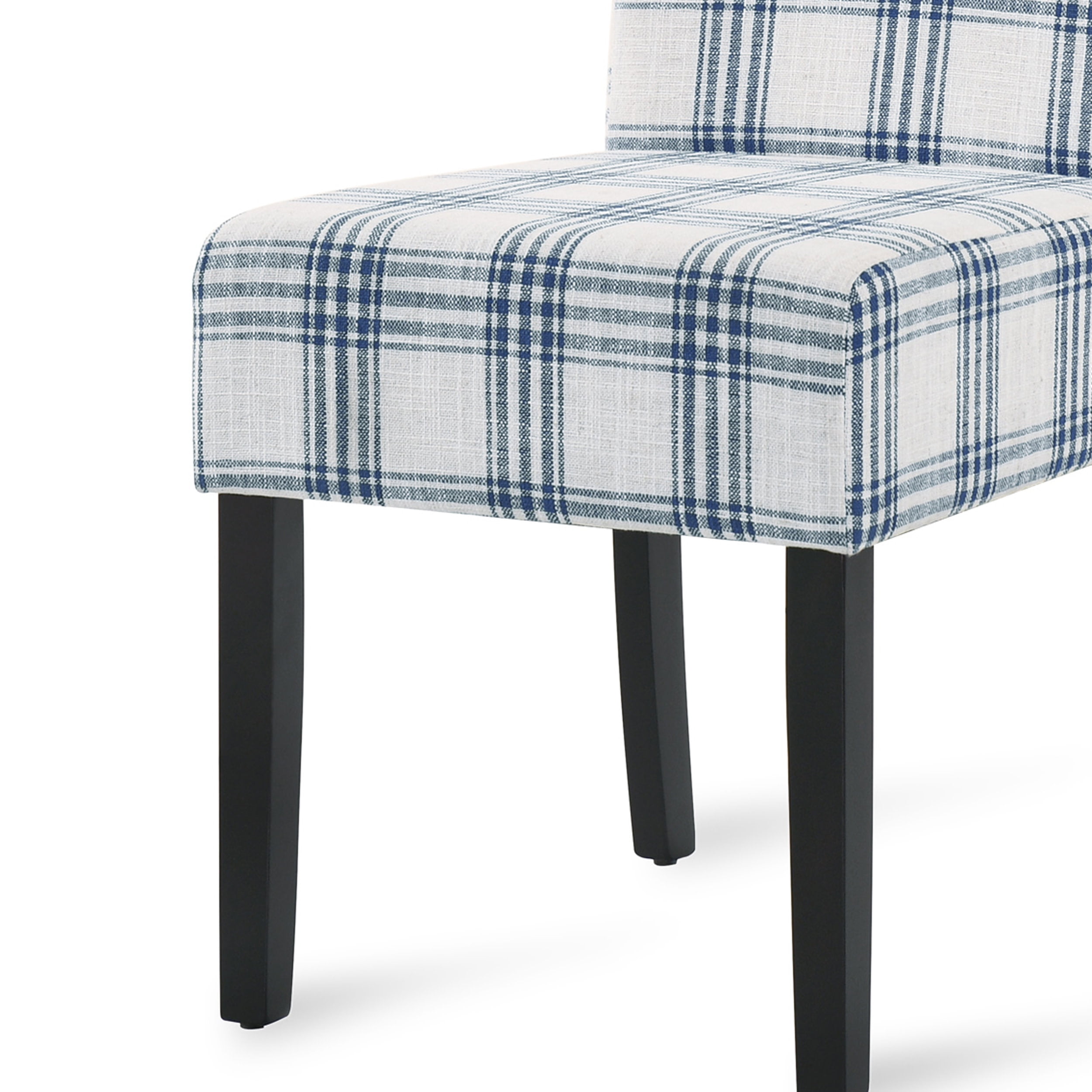Noble House Asher Contemporary Fabric Dining Chairs, Set of 2, Dark Blue, Light Beige