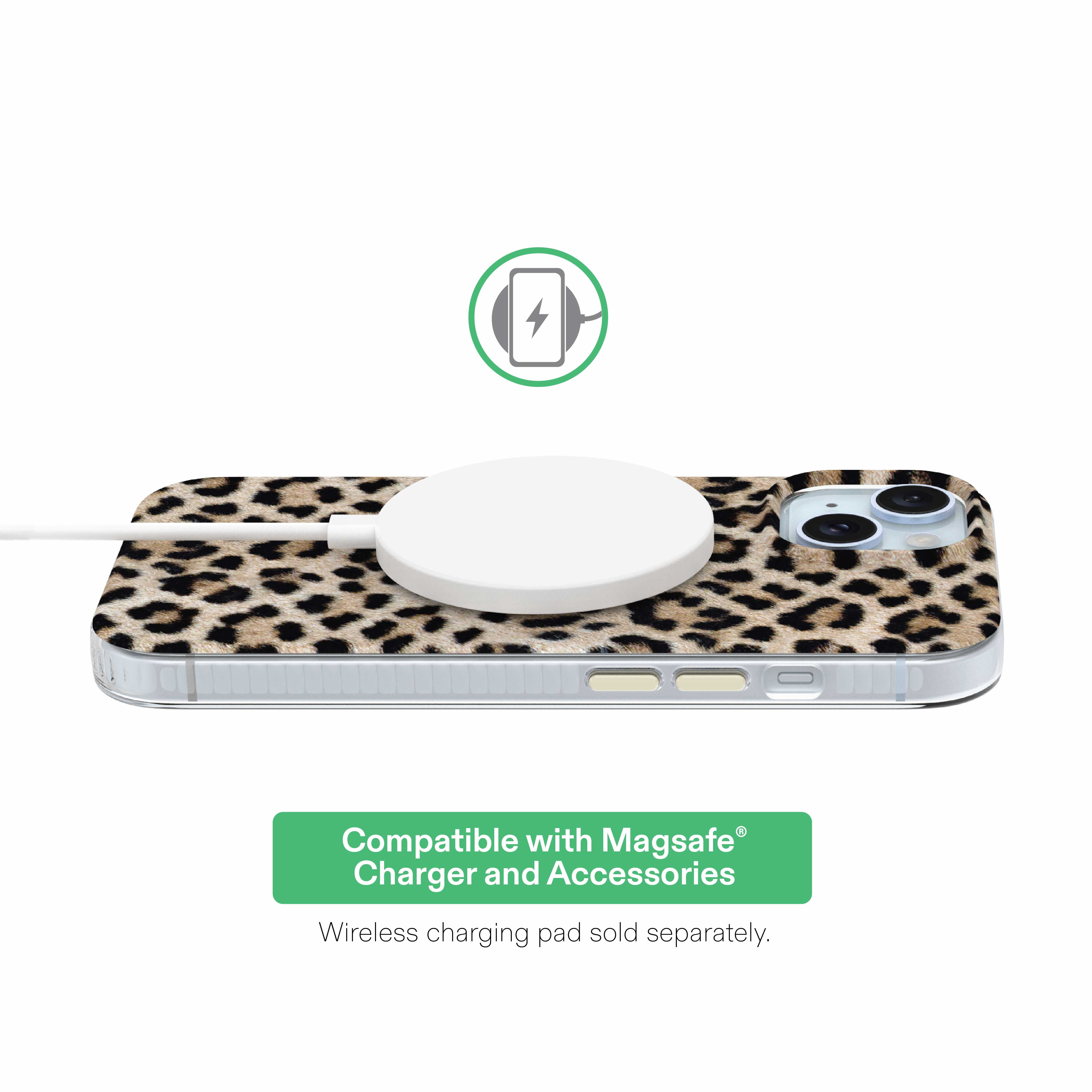 onn Phone Case for iPhone 17e / 16e / 15 / 14 / 13, MagSafe Compatible - Cheetah Print