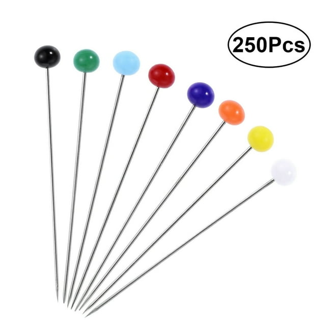 Bamboohart Liukekj 250pcs Sewing 34mm Multicolor Glass Quilting Stainless Steel Pin for Dressmaking Jewelry Components