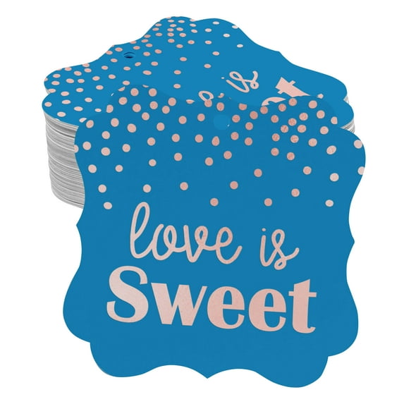 Inkdotpot Love Is Sweet Wedding Bottle Tag Real Rose Gold Foil Favor Bracket Shape Hang Tags Pack Of 100