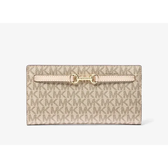 Michael Kors Carson Large Snap Wallet Pale Gold MK Signature