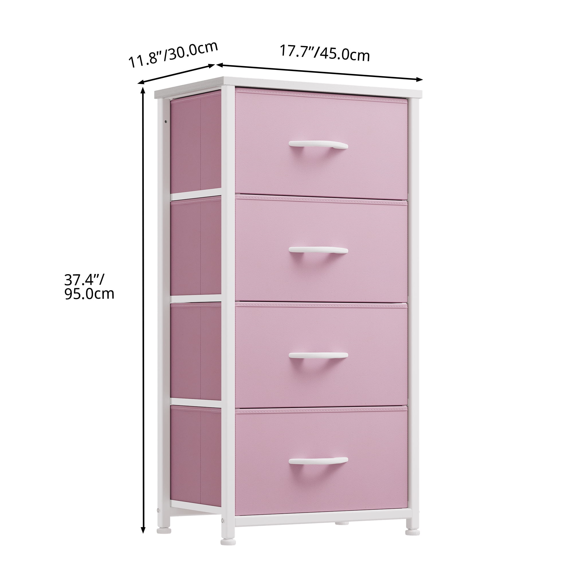 Uforic 4-Drawer Pink Fabric Dresser, Storage Organizer with Steel Frame & Wood Top for Adults & Kids