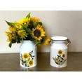 thumbnail image 6 of Sunflower Metal Milk Can Vase Set of 2 Rustic Farmhouse Floral Jars with Wooden Handles Decorative Planter Storage Containers White Country Home Decor 8" x 5.25", 6 of 9