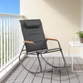 thumbnail image 2 of Ktaxon Outdoor Rocking Chair with Padded Headrest, Footrest & Plastic Wood Armrest, Textilene Seat, for Patio, Balcony, Backyard, Black, 2 of 7