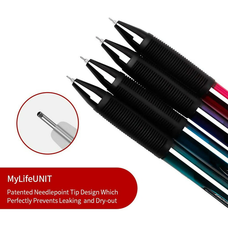 MyLifeUNIT Gel Pens, Retractable Fine Point Pen (0.5 mm), Black, 12-Count