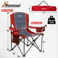 thumbnail image 7 of Romswi Oversized Folding Camping Chair, 450lbs Heavy-Duty Portable Outdoor Chair with Padded Back, Adjustable Armrests, Cooler Bag & Storage, Foldable Fishing Lawn Chair for Camping, 2-Pack, Red, 7 of 7