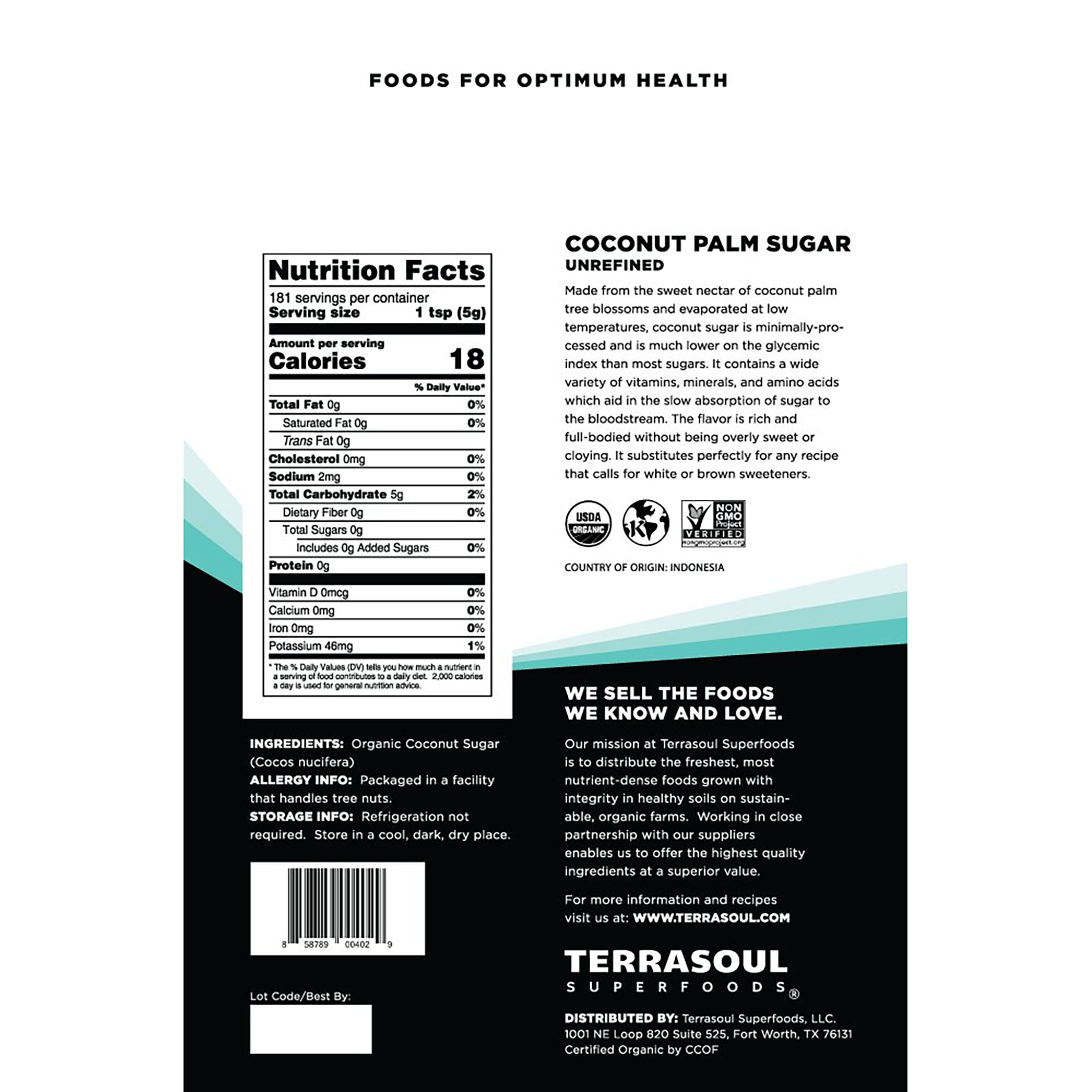 Terrasoul Superfoods Organic Coconut Sugar, 6 Lbs (2 Lbs 3-Pack) - Low Glycemic | Unrefined | Trace Minerals