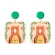 thumbnail image 2 of Pendientes para mujer, regalos para mujer y una variedad de colores Una variedad de diseños Pendientes con estampado encantador Pendiente de botón, 2 of 2